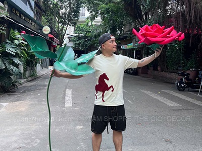 [Order 3-5 ngày] Cành hoa Hồng cỡ lớn [Nhẹ - Có đế tự đứng] D180cm CANHHOA-11